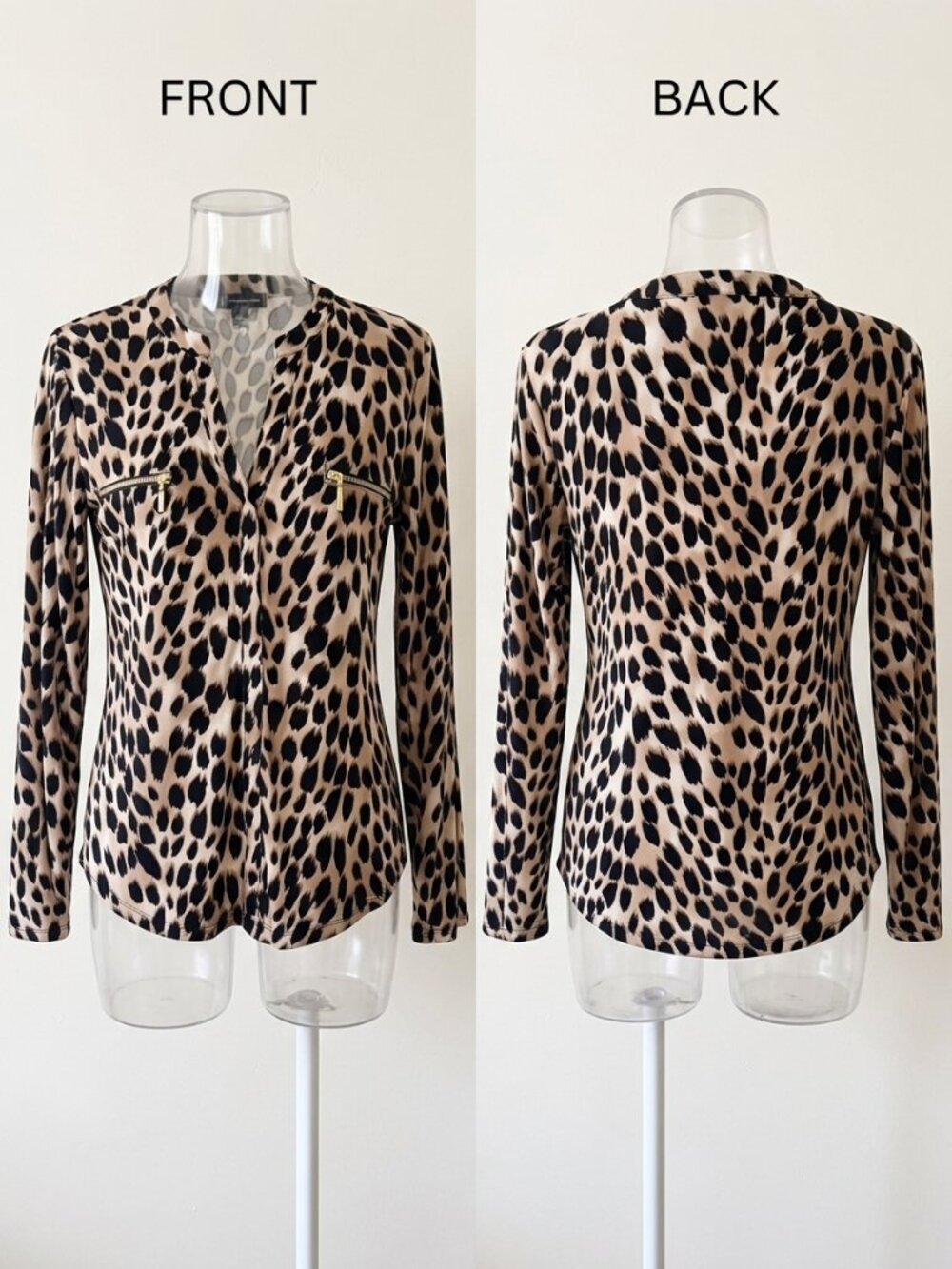 INC International Concepts Leopard Print Academia Blouse - Size L